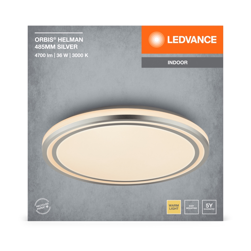 Ledvance - LED Ceiling light ORBIS HELMAN LED/36W/230V d. 48,5 cm silver
