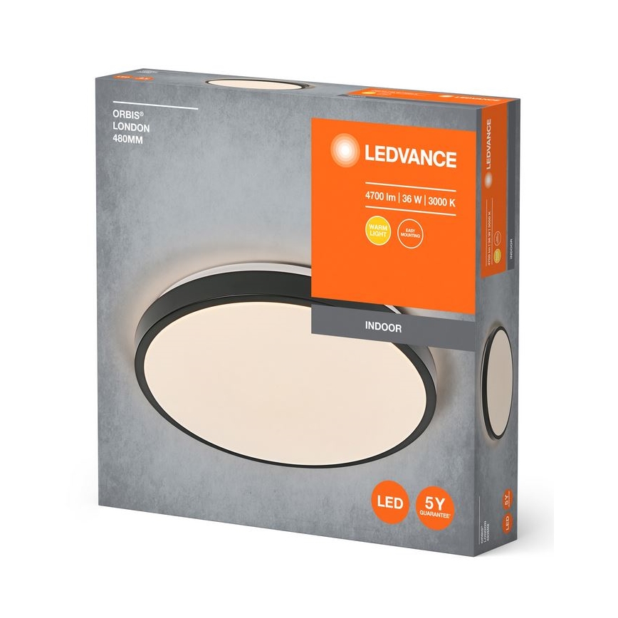 Ledvance - LED Ceiling light ORBIS LONDON LED/36W/230V black