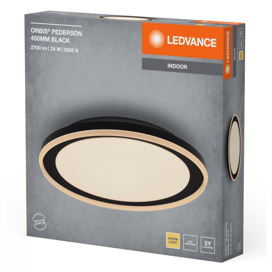 Ledvance - LED Ceiling light ORBIS PEDERSON LED/24W/230V d. 45 cm black