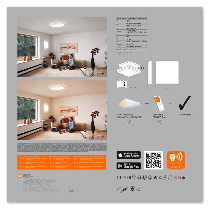 Ledvance - LED Dimmable ceiling light SMART+ MAGNET LED/42W/230V 3000-6500K Wi-Fi