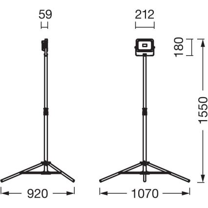 Ledvance - LED Dimmable floodlight with a holder WORKLIGHT TRIPOD LED/20W/3,7V 1500 mAh IP54