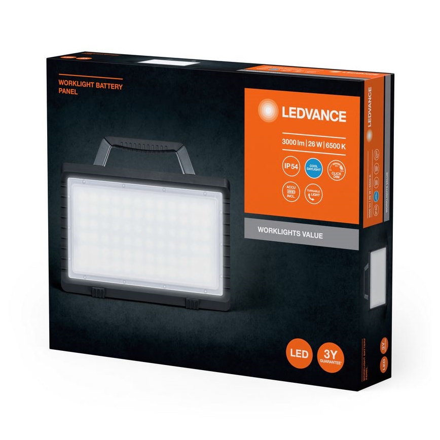 Ledvance - LED Dimmable outdoor rechargeable floodlight WORKLIGHT BATTERY LED/26W/5V IP54