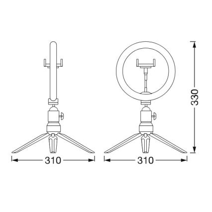 Ledvance - LED Dimmable table lamp with a stand and holder for vlogging LED/5,5W/USB 3000/4000/6500K