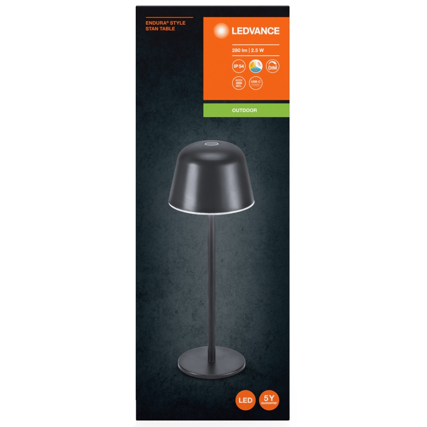 Ledvance - LED Dimmable outdoor rechargeable lamp TABLE LED/2,5W/5V IP54 black