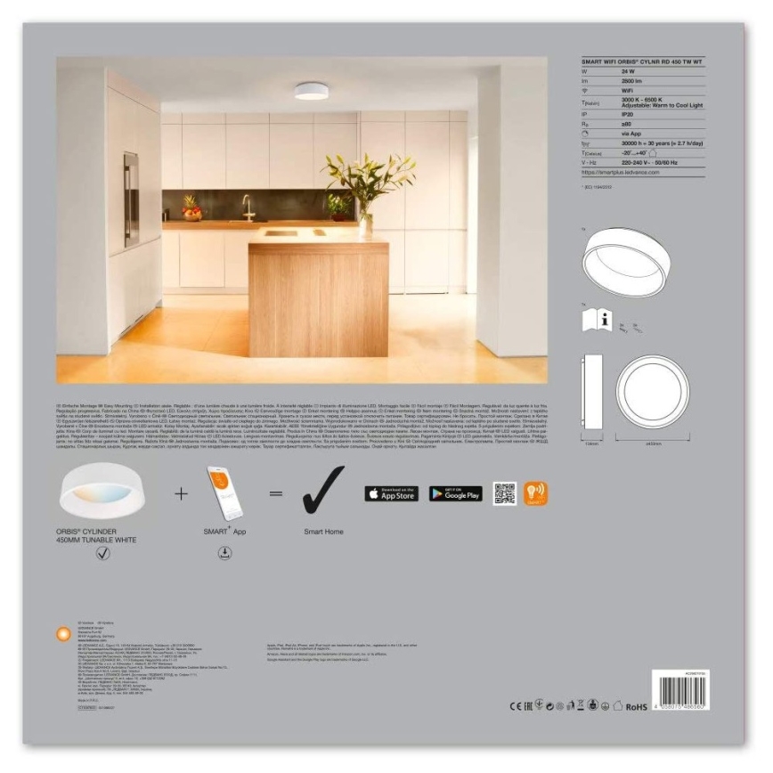 Ledvance - LED Dimming light  SMART+ CYLINDER LED/24W/230V 3,000K-6,500K  Wi-Fi