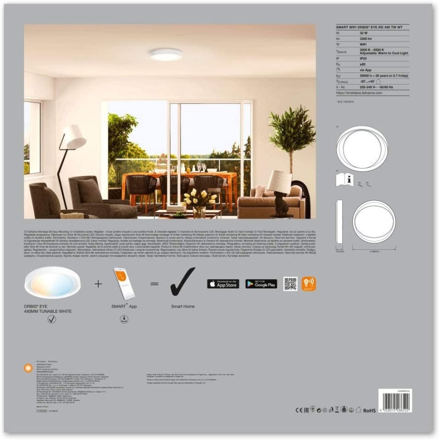 Ledvance - LED Dimming light SMART+ EYE LED/32W/230V 3,000K-6,500K Wi-Fi