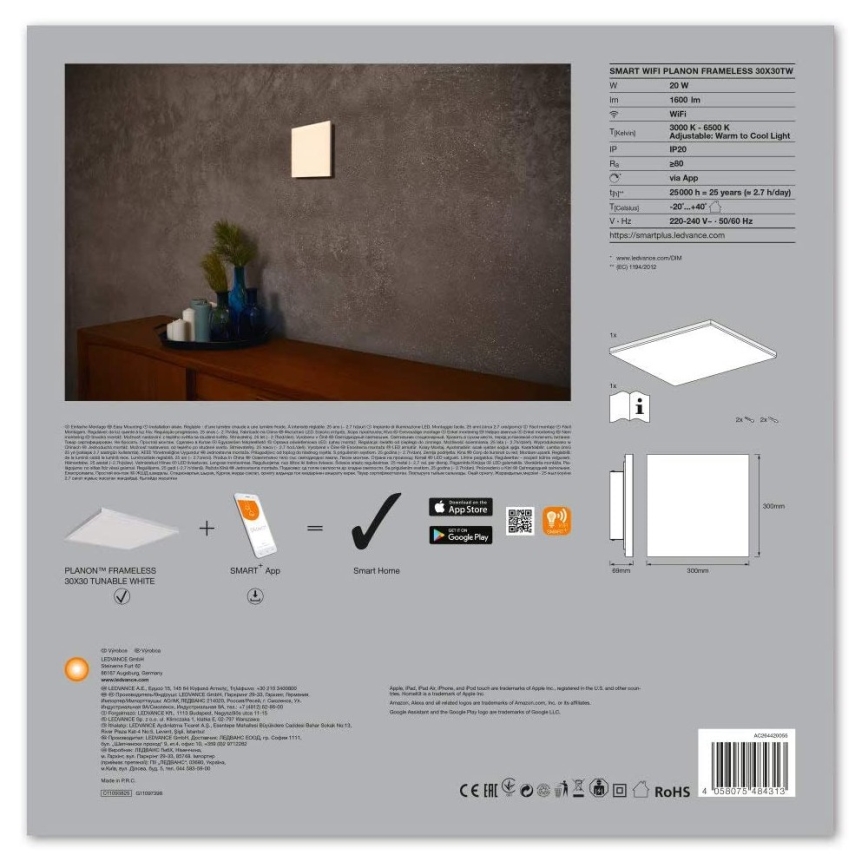 Ledvance - LED Dimming ceiling light SMART+ FRAMELESS LED/20W/230V 3,000K-6,500K Wi-Fi