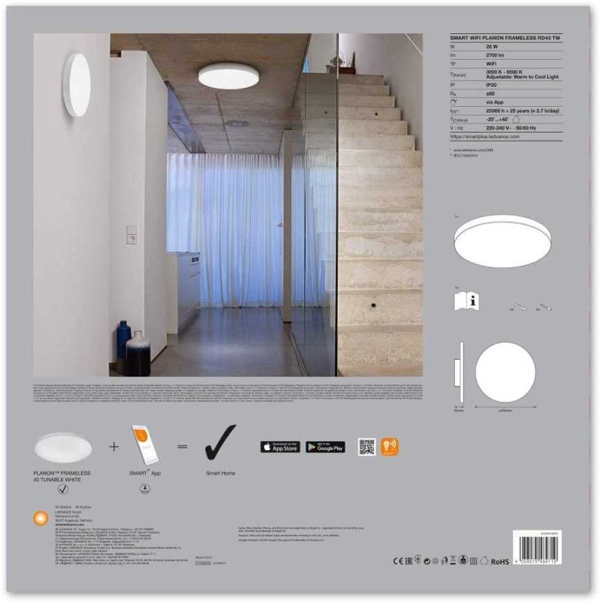 Ledvance - LED Dimming ceiling light SMART+ FRAMELESS LED/28W/230V 3,000K-6,500K Wi-Fi