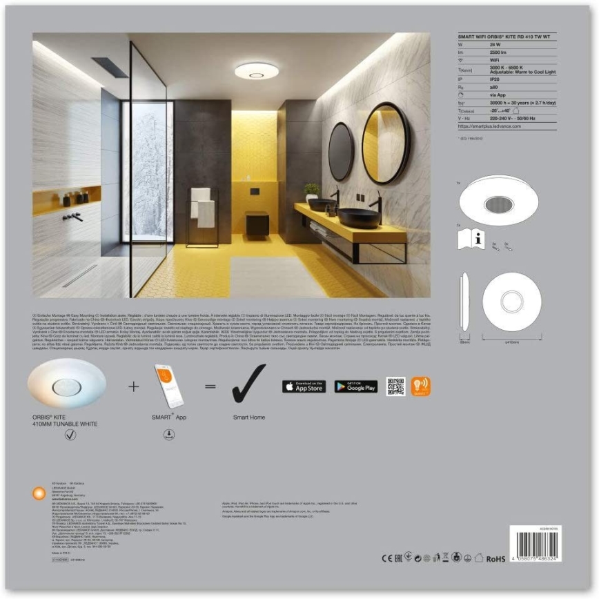 Ledvance - LED Dimming ceiling light SMART+ KITE LED/24W/230V 3,000K-6,500K Wi-Fi