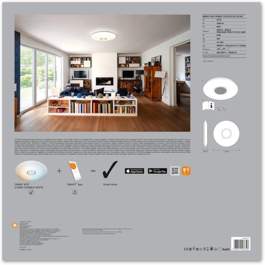 Ledvance - LED Dimming light SMART+ KITE LED/32W/230V 3,000K-6,500K Wi-Fi