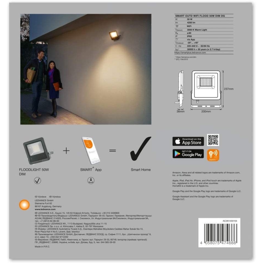 Ledvance - LED Floodlight SMART+ FLOOD LED/50W/230V IP65 Wi-Fi