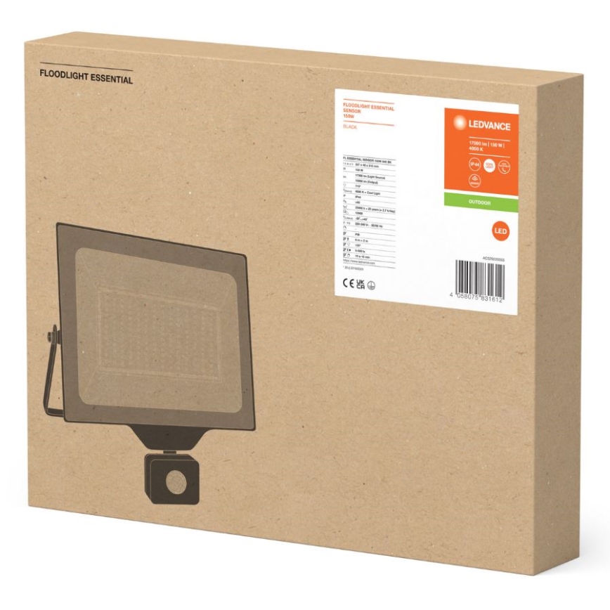Ledvance - LED Outdoor Wall-Mounted Floodlight with Sensor FLOODLIGHT ESSENTIAL LED/150W/230V IP44