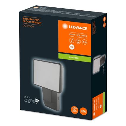Ledvance - LED Outdoor wall floodlight with a sensor FLOOD LED/15W/230V IP55