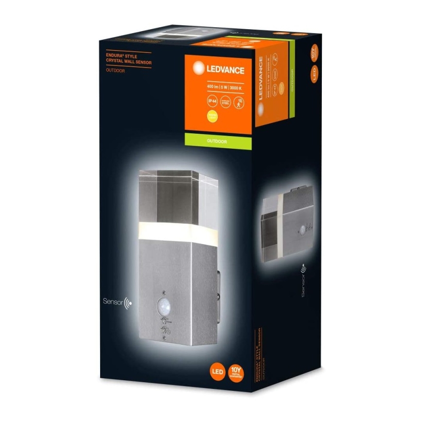 Ledvance - LED Outdoor wall light with a sensor CRYSTAL 1xLED/5W/230V IP44