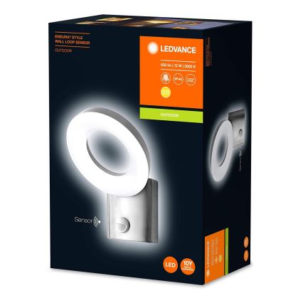 Ledvance - LED Outdoor wall light with a sensor LOOP 1xLED/12W/230V IP44