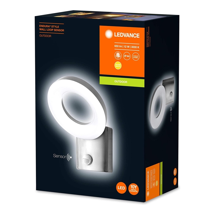 Ledvance - LED Outdoor wall light with a sensor LOOP 1xLED/12W/230V IP44