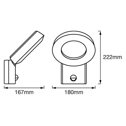 Ledvance - LED Outdoor wall light with a sensor LOOP 1xLED/12W/230V IP44
