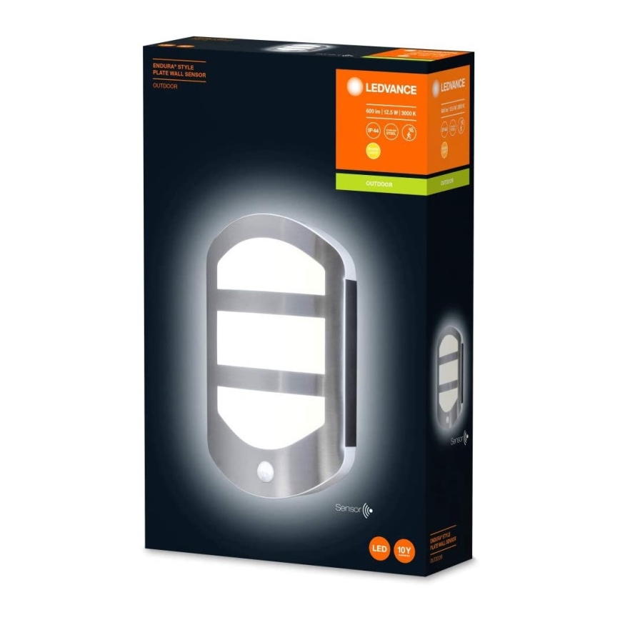 Ledvance - LED Outdoor wall light with a sensor PLATE LED/12,5W/230V IP44
