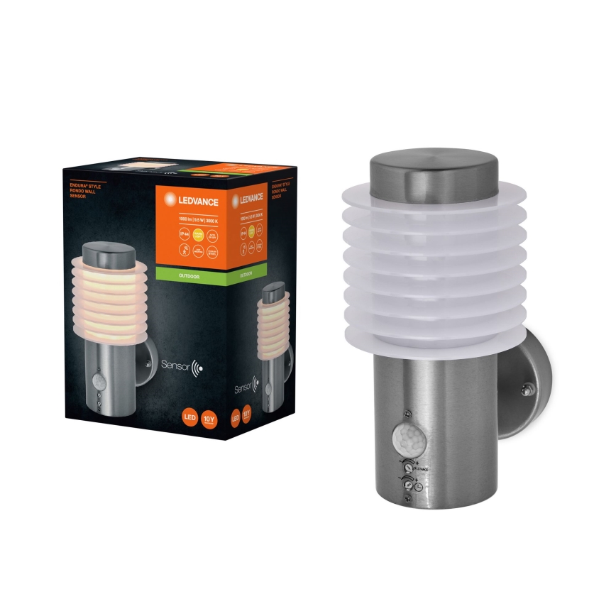 Ledvance - LED Outdoor wall light with a sensor ENDURA RONDO LED/9,5W/230V IP44 chrome