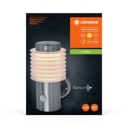 Ledvance - LED Outdoor wall light with a sensor ENDURA RONDO LED/9,5W/230V IP44 chrome