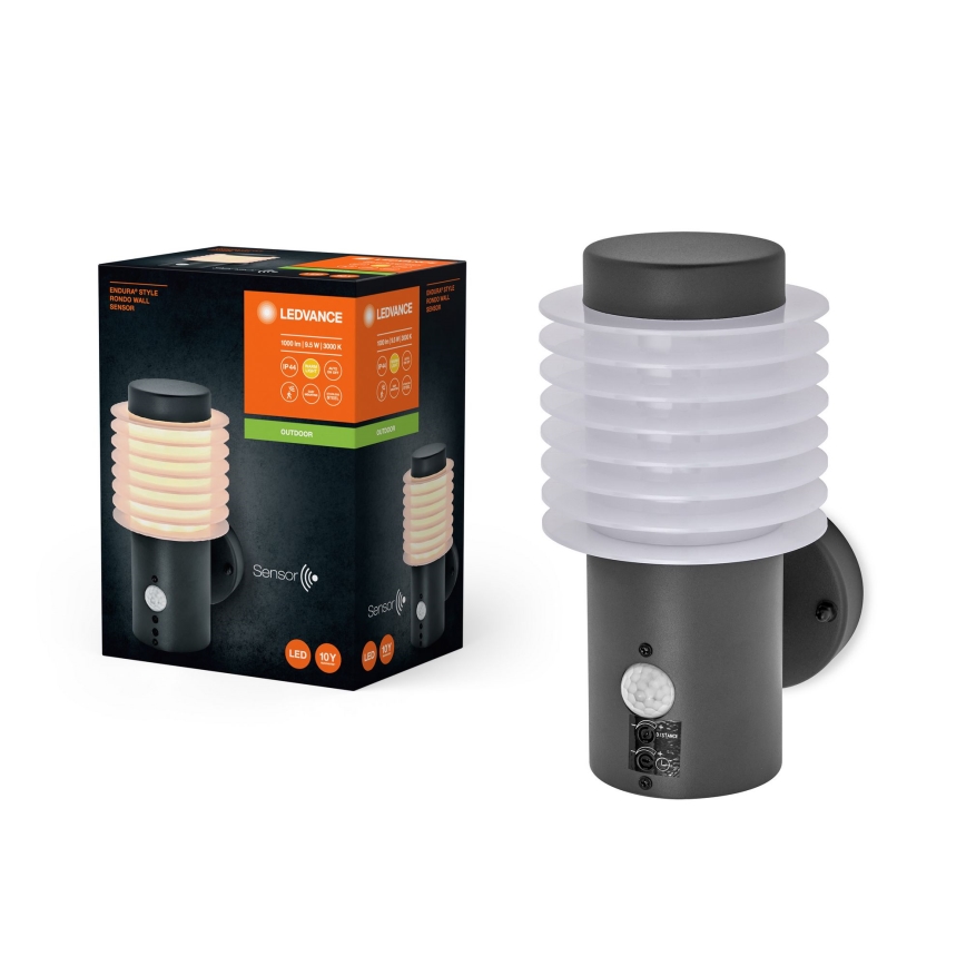 Ledvance - LED Outdoor wall light with a sensor ENDURA RONDO LED/9,5W/230V IP44 anthracite