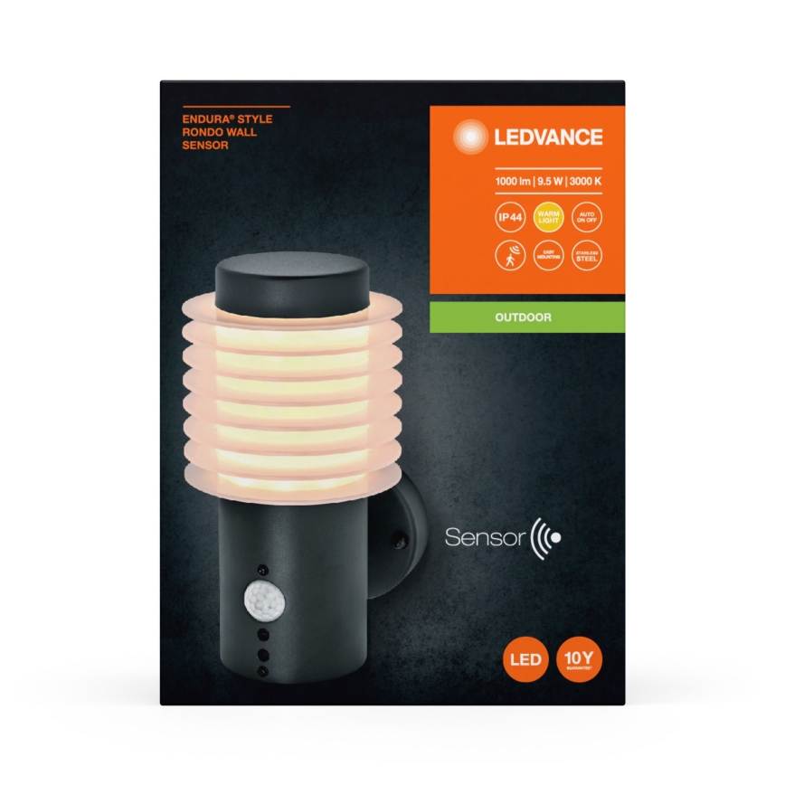 Ledvance - LED Outdoor wall light with a sensor ENDURA RONDO LED/9,5W/230V IP44 anthracite