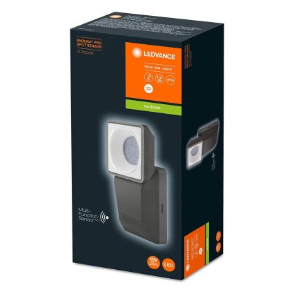 Ledvance -LED Outdoor wall light with a sensor  SPOT LED/8W/230V IP55 black