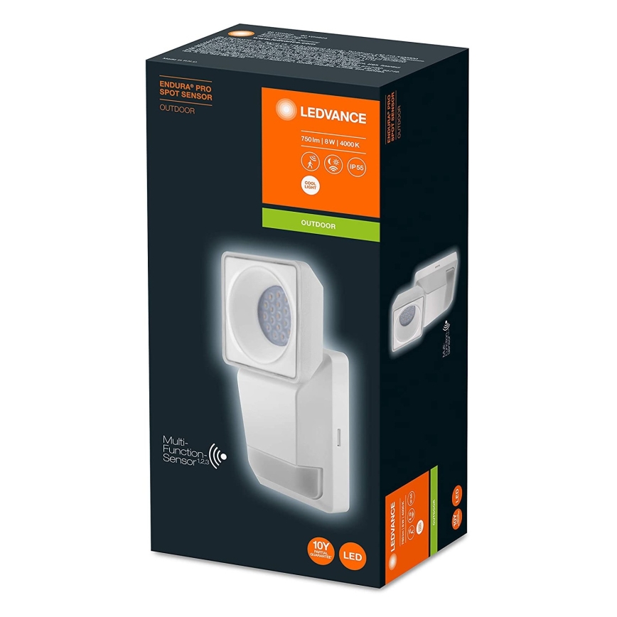 Ledvance - LED Outdoor wall light with a sensor SPOT LED/8W/230V IP55 white
