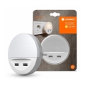 Ledvance - LED Plug-in Night Light with Sensor LUNETTA 2xUSB LED/13W/230V