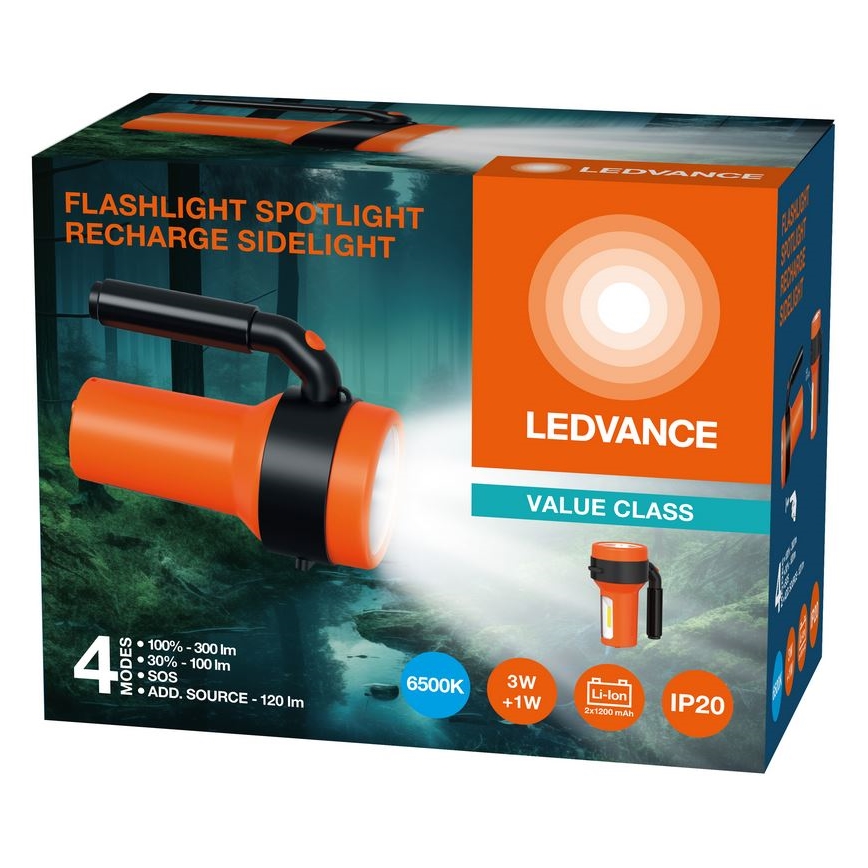Ledvance - LED Rechargeable flashlight with a power bank FLASHLIGHT LED/3W/5V 2400 mAh