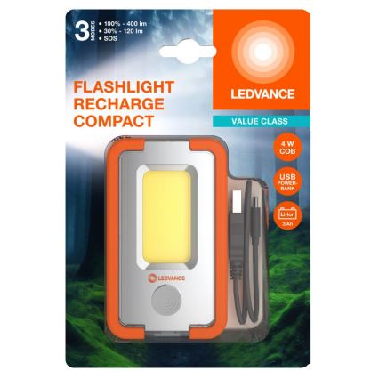 Ledvance - LED Rechargeable flashlight with a power bank FLASHLIGHT LED/4W/5V 3000mAh IPX2