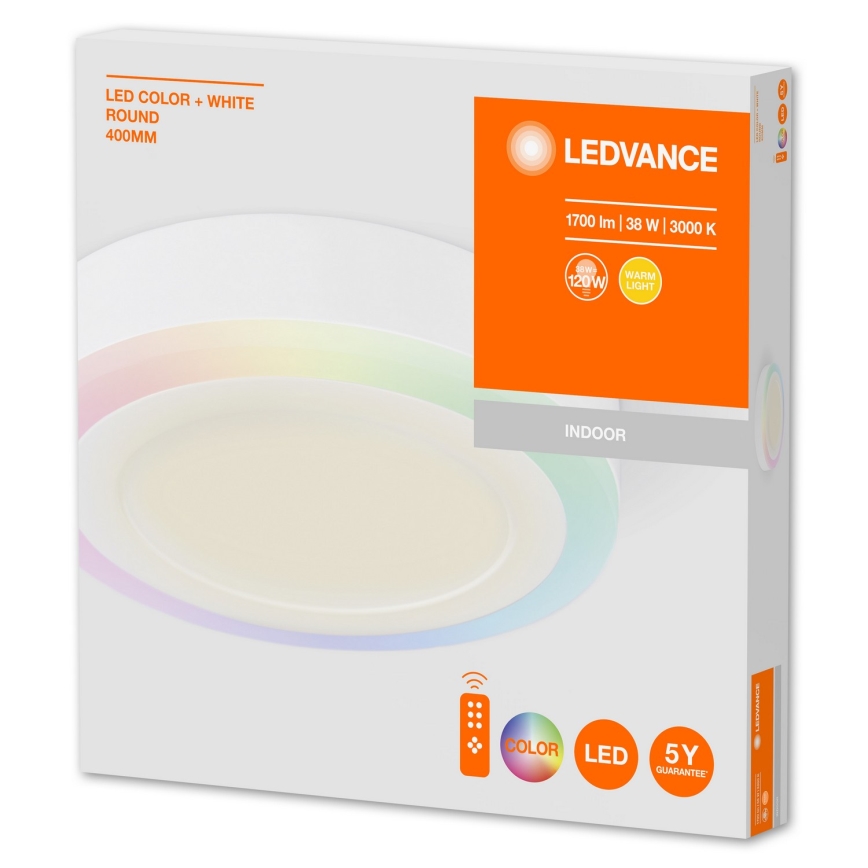 Ledvance - LED RGB Dimmable ceiling light LED/38W/230V + remote control