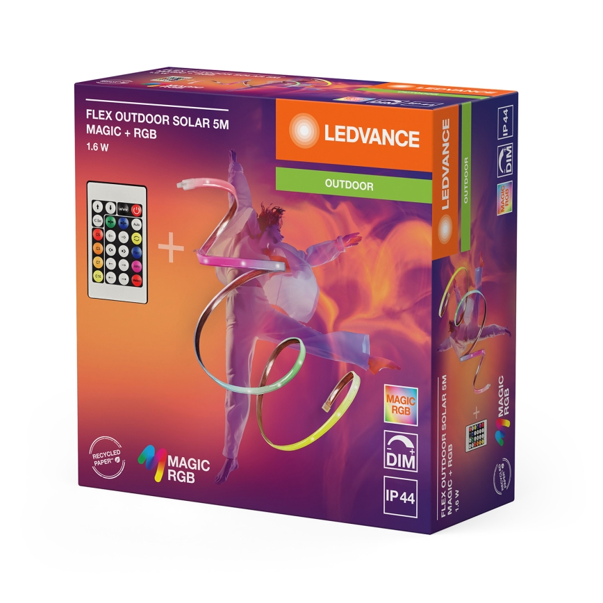 Ledvance - LED RGB Dimmable Solar Strip FLEX MAGIC 5m LED/1.6W/3.7V 2000 mAh IP44 + Remote Control