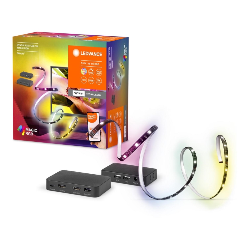Ledvance - LED RGB Dimmable strip for TV SYNCH BOX FLEX SMART+ MAGIC 4,5m LED/18W/230V Wi-Fi
