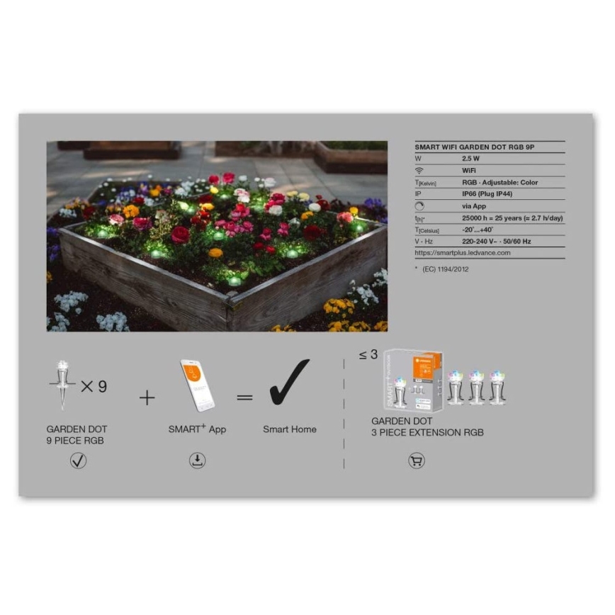 Ledvance - LED RGB Outdoor extension set SMART+ DOT 9xLED/2,5W/230V IP65 Wi-Fi