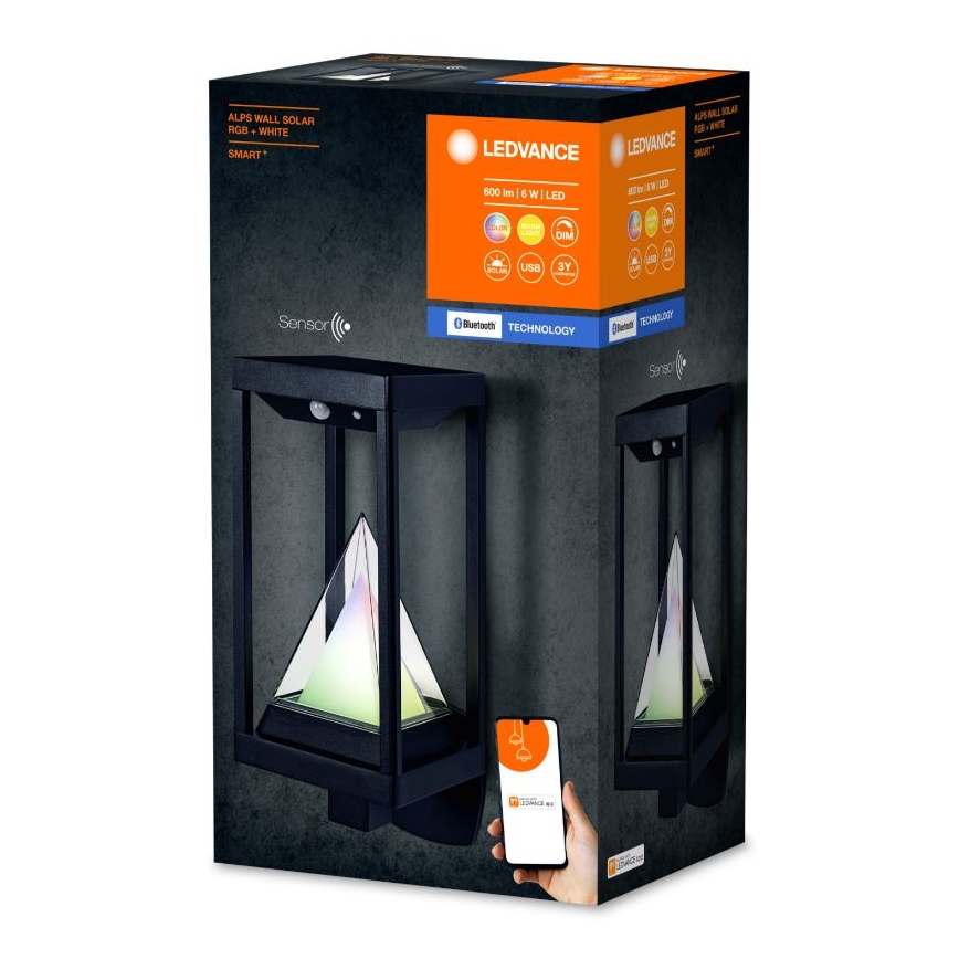 Ledvance - LED RGBW Dimmable solar wall light with a motion and dusk sensor SMART+ ALPS LED/6W/3,7V 2200 mAh 3000K IP44