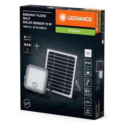 Ledvance - LED Dimmable solar floodlight with sensor FLOOD SPLIT LED/10W/7,4V IP65 + remote control