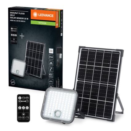 Ledvance - LED Dimmable solar floodlight with sensor FLOOD SPLIT LED/30W/6,4V IP65 + remote control