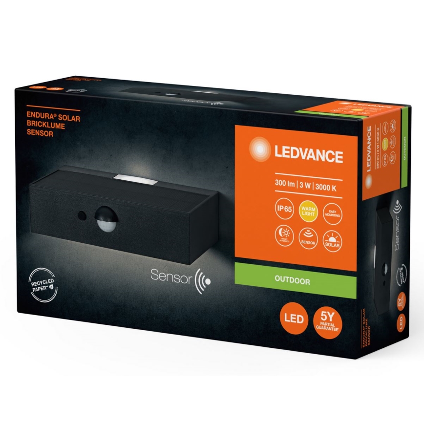 Ledvance - LED Solar wall light with motion and dusk sensor ENDURA SOLAR LED/3W/4,2V 1200 mAh IP65