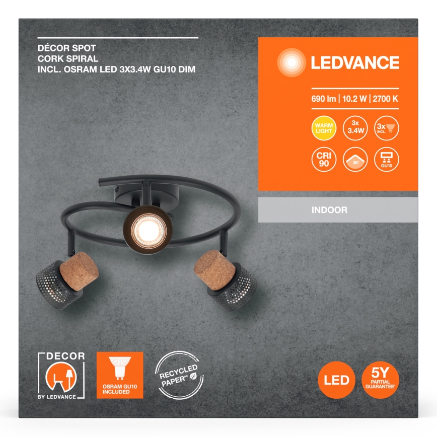 Ledvance - LED Spotlight DECOR CORK 3xGU10/3,4W/230V