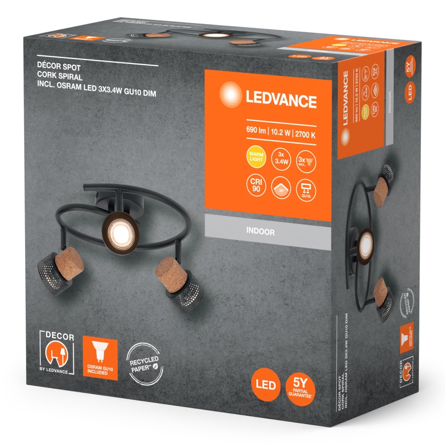 Ledvance - LED Spotlight DECOR CORK 3xGU10/3,4W/230V