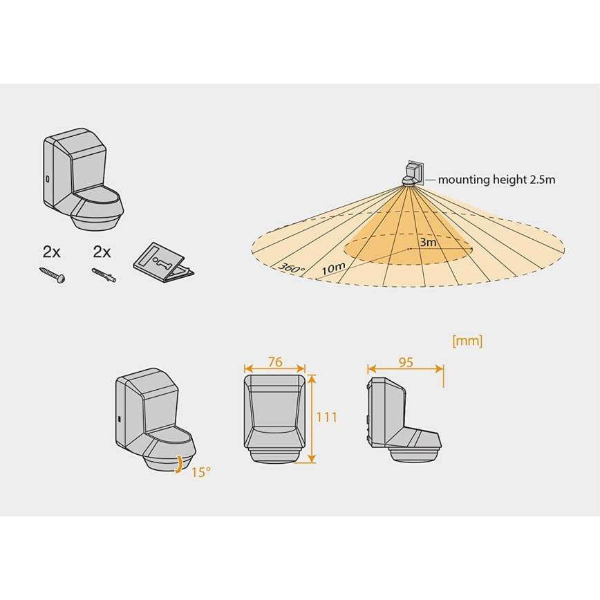 Ledvance - Outdoor infrared motion sensor 230V IP55 anthracite