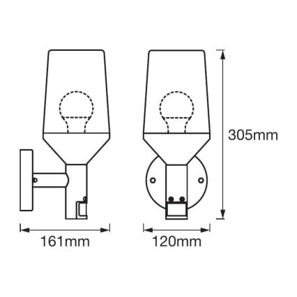 Ledvance - Outdoor wall light with a sensor CALICE 1xE27/60W/230V IP44