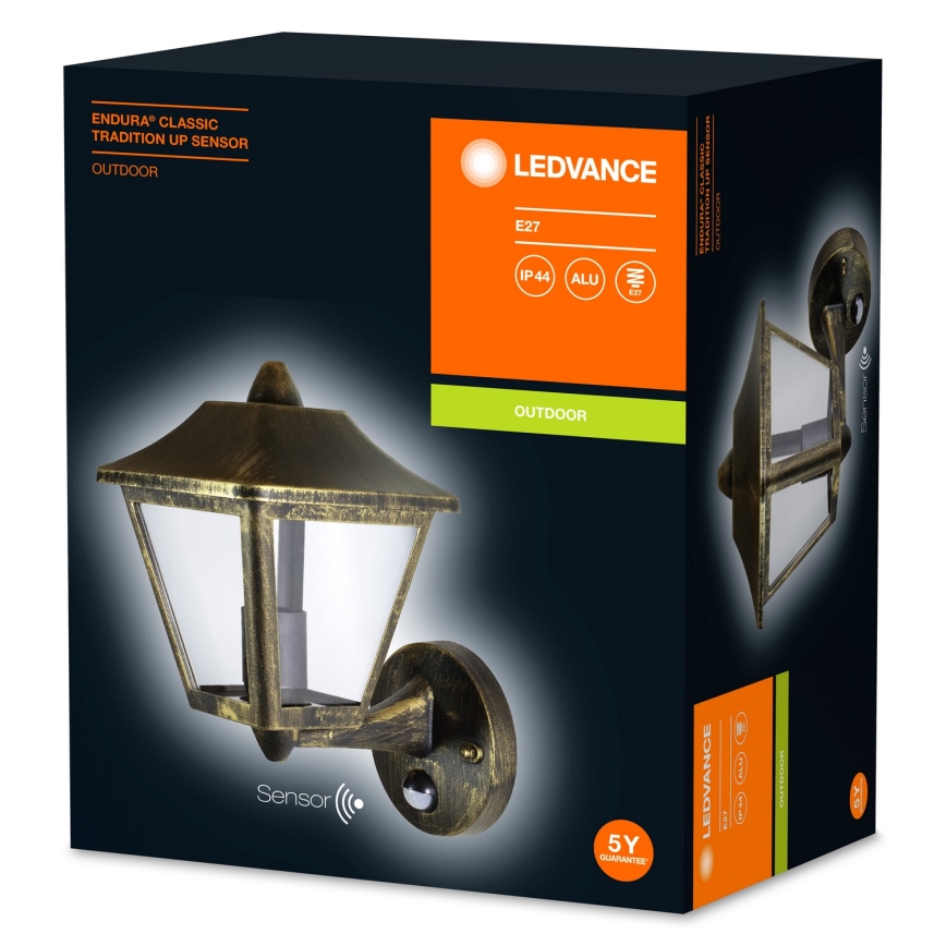 Ledvance - Outdoor wall light with a sensor ENDURA 1xE27/60W/230V IP44