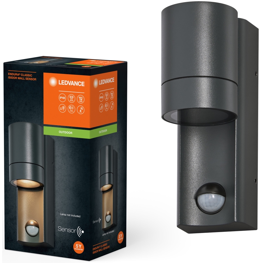 Ledvance - Outdoor wall light with a sensor ISIDOR 1xGU10/35W/230V IP65