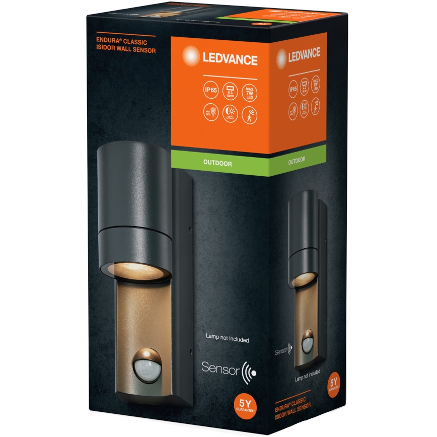 Ledvance - Outdoor wall light with a sensor ISIDOR 1xGU10/35W/230V IP65