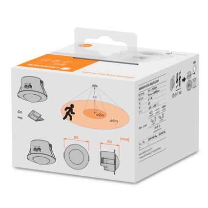 Ledvance - Recessed infrared motion sensor FLUSH 230V white