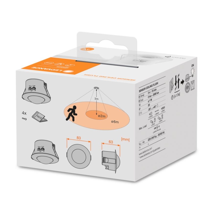 Ledvance - Recessed infrared motion sensor FLUSH 230V white