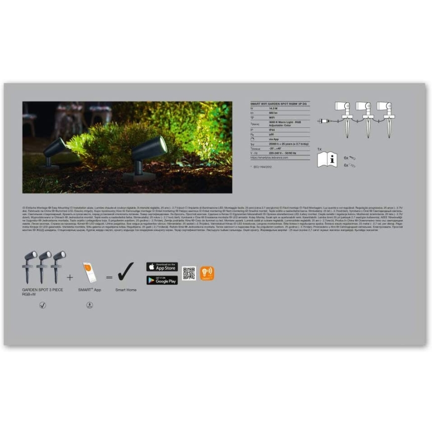 Ledvance - SET 3x LED RGBW Outdoor lamp SMART+ SPOT 3xLED/4,5W/230V IP65 Wi-Fi