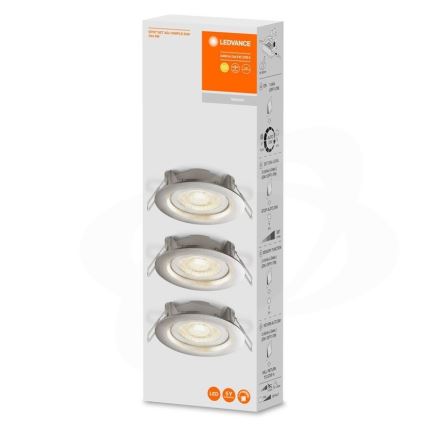 Ledvance - Set of 3 Dimmable LED Recessed Downlights SIMPLE LED/4.9W/230V
